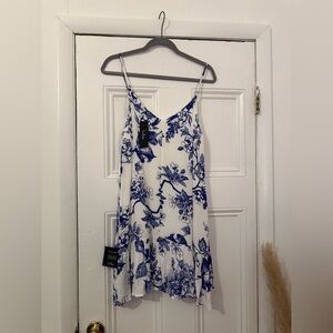 Lulu's Blue Floral on White Dress